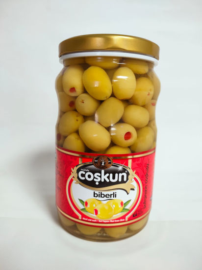 Domat Yeşil Zeytin Biberli 0.9 kg CAM 201-230 Biberli XL resmi